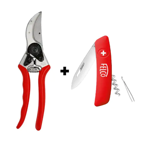 Kit Promocional Tesoura Poda Manual Felco 2 + Canivete Felco 501